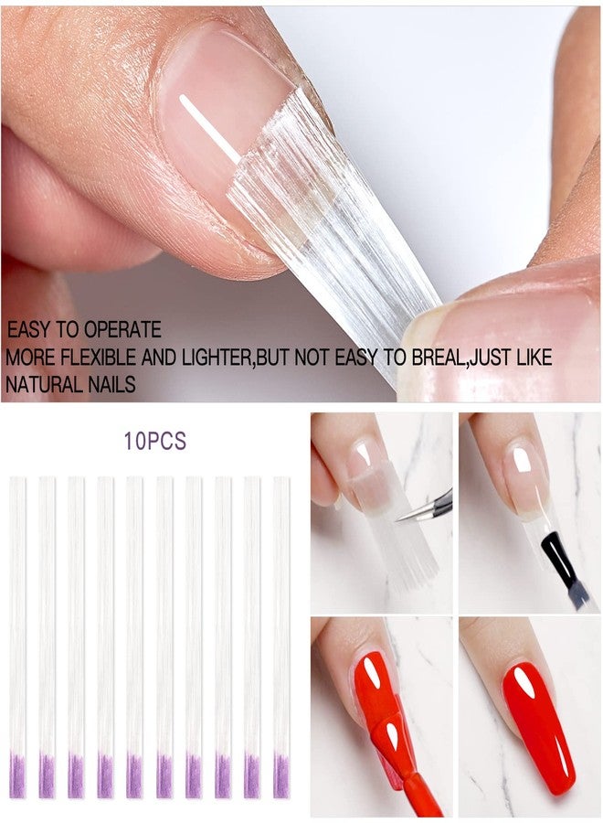 MEET ACROSS Fiberglass Nail Extension Kit with Clear Pink Builder Nail Gel Nail Strengthen Gel Magical Silk Fiberglass Fiber Extension Gel, Nail File, Tweezers, Nail Tips Clip for Gel Extension Nail Art at Home - Image 5